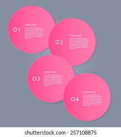 Web banner template with number options for infographic, design, business, education, presentation, website, brochure, flyer. Editable vector tags in pink color.