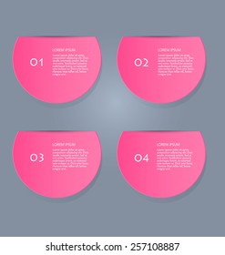Web banner template with number options for infographic, design, business, education, presentation, website, brochure, flyer. Editable vector tags in pink color.