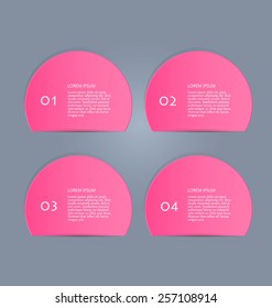 Web banner template with number options for infographic, design, business, education, presentation, website, brochure, flyer. Editable vector tags in pink color.