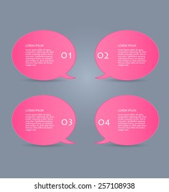 Web banner template with number options for infographic, design, business, education, presentation, website, brochure, flyer. Editable vector tags in pink color.