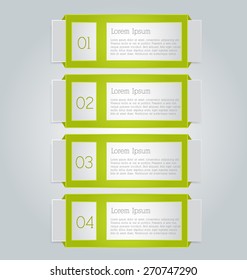 Web banner template with number options for infographic, design, business, education, presentation, website, brochure, flyer. Editable vector tags in green color