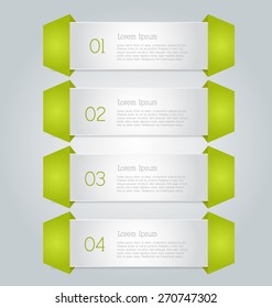 Web banner template with number options for infographic, design, business, education, presentation, website, brochure, flyer. Editable vector tags in green color