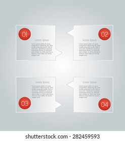Web banner template with number options for infographic, design, business, education, presentation, website, brochure, flyer. Editable vector tags in red color.