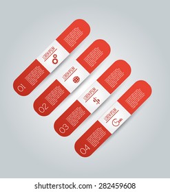 Web banner template with number options for infographic, design, business, education, presentation, website, brochure, flyer. Editable vector tags in red color.
