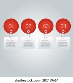 Web banner template with number options for infographic, design, business, education, presentation, website, brochure, flyer. Editable vector tags in red color.