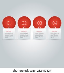 Web banner template with number options for infographic, design, business, education, presentation, website, brochure, flyer. Editable vector tags in red color.