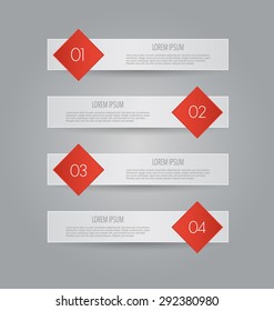 Web banner template with number options for infographic, design, business, education, presentation, website, brochure, flyer. Editable vector tags in red color.