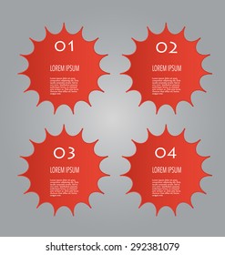 Web banner template with number options for infographic, design, business, education, presentation, website, brochure, flyer. Editable vector tags in red color.