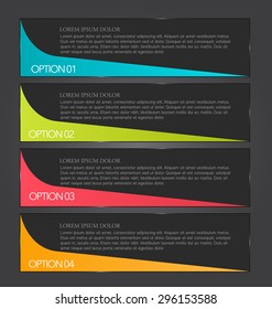 Web banner template with number options for infographic, design, business, education, presentation, website, brochure, flyer. Black color tags.