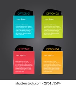 Web banner template with number options for infographic, design, business, education, presentation, website, brochure, flyer. Black color tags.