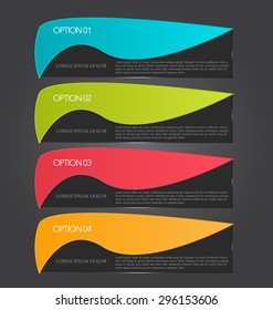 Web banner template with number options for infographic, design, business, education, presentation, website, brochure, flyer. Black color tags.