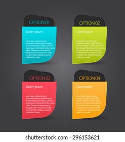 Web banner template with number options for infographic, design, business, education, presentation, website, brochure, flyer. Black color tags.