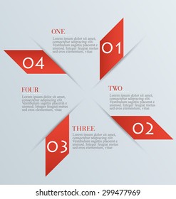 Web banner template with number options for infographic, design, business, education, presentation, website, brochure, flyer. Editable vector tags in red color.