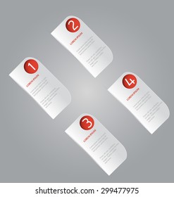 Web banner template with number options for infographic, design, business, education, presentation, website, brochure, flyer. Editable vector tags in red color.