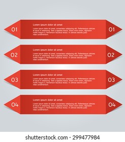 Web banner template with number options for infographic, design, business, education, presentation, website, brochure, flyer. Editable vector tags in red color.