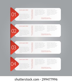 Web banner template with number options for infographic, design, business, education, presentation, website, brochure, flyer. Editable vector tags in red color.