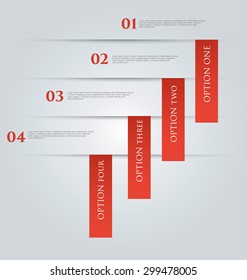 Web banner template with number options for infographic, design, business, education, presentation, website, brochure, flyer. Editable vector tags in red color.
