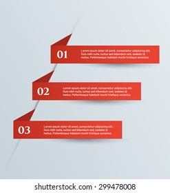 Web banner template with number options for infographic, design, business, education, presentation, website, brochure, flyer. Editable vector tags in red color.