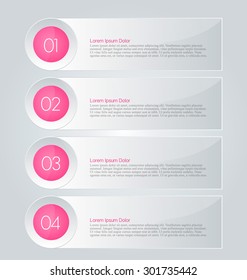 Web banner template with number options for infographic, design, business, education, presentation, website, brochure, flyer. Editable vector tags in pink color.