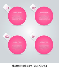 Web banner template with number options for infographic, design, business, education, presentation, website, brochure, flyer. Editable vector tags in pink color.