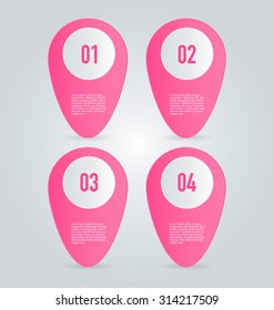 Web banner template with number options for infographic, design, business, education, presentation, website, brochure, flyer. Editable vector tags in pink color.