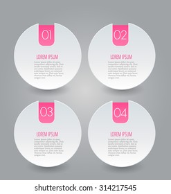 Web banner template with number options for infographic, design, business, education, presentation, website, brochure, flyer. Editable vector tags in pink color.