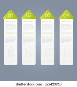 Web banner template with number options for infographic, design, business, education, presentation, website, brochure, flyer. Editable vector tags in green color.