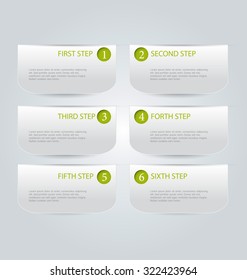Web banner template with number options for infographic, design, business, education, presentation, website, brochure, flyer. Editable vector tags in green color.