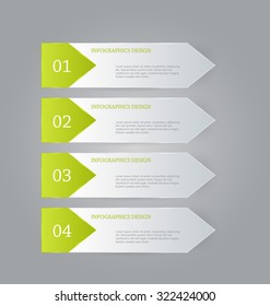 Web banner template with number options for infographic, design, business, education, presentation, website, brochure, flyer. Editable vector tags in green color.