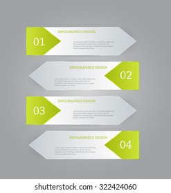 Web banner template with number options for infographic, design, business, education, presentation, website, brochure, flyer. Editable vector tags in green color.