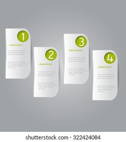 Web banner template with number options for infographic, design, business, education, presentation, website, brochure, flyer. Editable vector tags in green color.