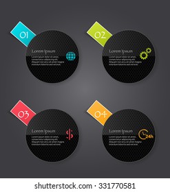 Web banner template with number options for infographic, design, business, education, presentation, website, brochure, flyer. Black color tags.