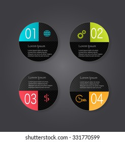 Web banner template with number options for infographic, design, business, education, presentation, website, brochure, flyer. Black color tags.