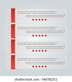 Web banner template with number options for infographic, design, business, education, presentation, website, brochure, flyer. Editable vector tags in red color.