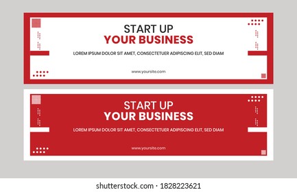 Web banner template red color for business clear and simply design vector