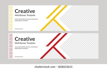 Web banner template red and yellow colors for business clear design vector