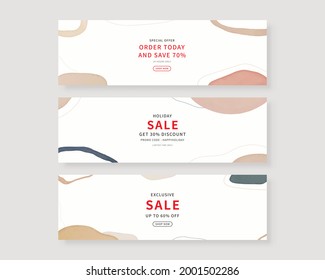 Webbanner-Vorlagensatz. Kollektion von horizontalen Bannern Design. Vektorgrafik.