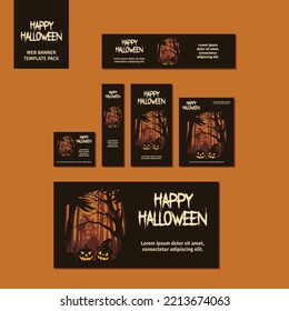 Colección de conjunto de plantillas de banner web perfecta para el evento Halloween 01