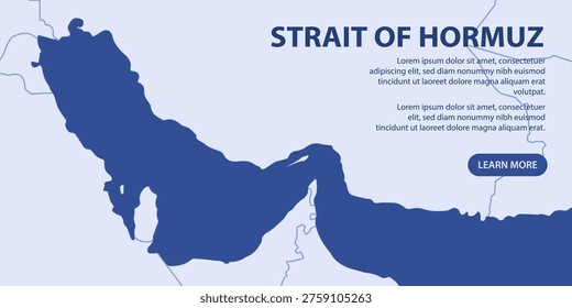 Web banner template for the Strait of Hormuz with placeholder text and button