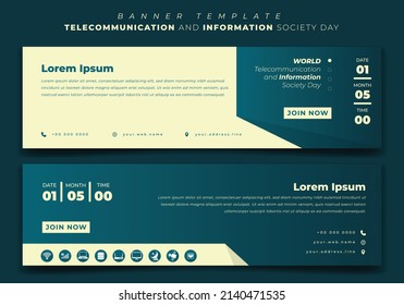 Web Banner template for telecommunication and information society day in landscape background design