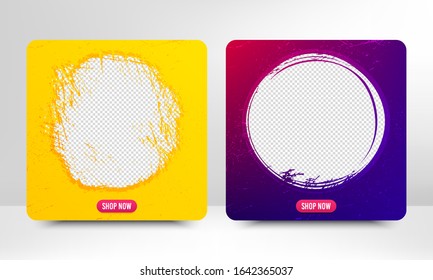 Web banner templates. Shopping promo backgrounds. Email newsletter layouts. Banner for social media mobile apps. Grunge scratched effect. Vector layouts