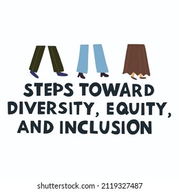 Web banner with text for Inclusion and diversity strategy. Concept of valuing diversity and moving toward inclusion. Vector illustration