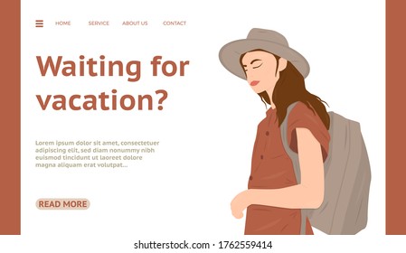 Web banner in trend colors for travel agency start page, flat illustration