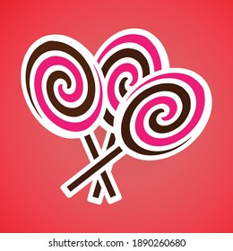 Web banner for Valentine's Day. Top view on composition with chocolate heart, gift box, confetti and streamers, vector illustration.