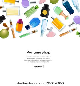 Web banner vector perfume bottles background illustration
