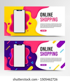 Web banner vector template. Flyer design for online shopping, digital marketing. Concept for website, banner and brochure. Modern vector template. Web page flyer banner background. Phone layout.