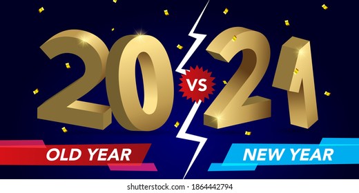 Web banner Vs fight the old year against the new year, 20 Vs 21 