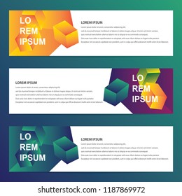 Web banners with 3d geometric design