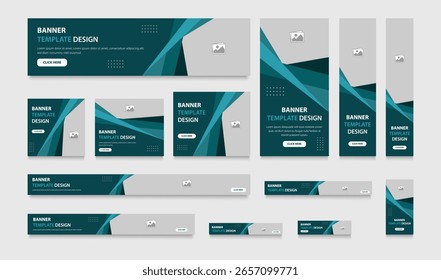 Web banners ad template. Abstract banner design web template set. Horizontal header web banner design. Editable social media post and cover design