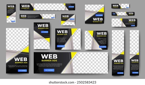 Diseño de anuncios de Anuncios de Web con lugar para Fotos. Plantilla de Anuncios de publicidad comercial. Vector